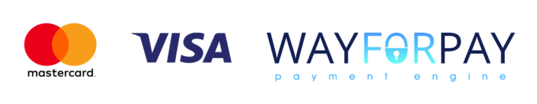 Логотипи Visa та WayForPay, що складаються з символів платіжної системи, зі слоганом 'payment engine'. Логотипи відображаються на білому фоні, акцентуючи увагу на співпраці в сфері електронних платежів. Готові рішення Google таблиці.